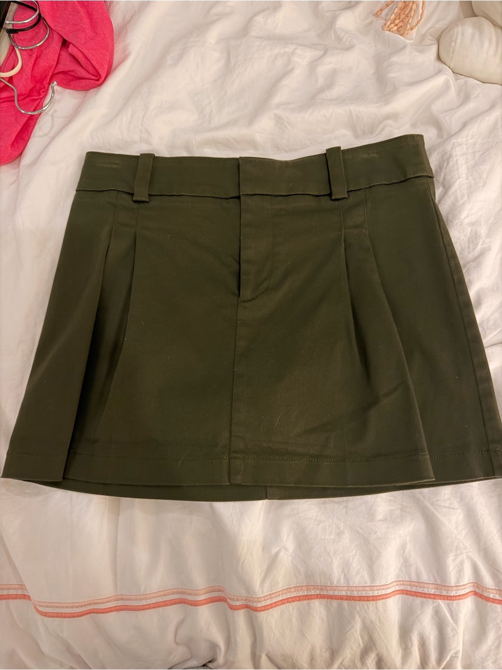 Aritzia Olive Green Pleated Mini Skirt